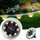 Светильник на солнечной батарее Solar Disk Light, 8 LED, точечный садовый фонарь, диаметр 7 см, IP44, теплый свет - изображение 1