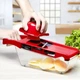 Механическая овощерезка с резервуаром и насадками Mandoline Slicer 6в1 измельчитель для овощей и фруктов красный - изображение 3