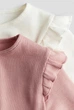 Реглан в рубчик белый и розовый 2шт H&M 110-116см (400011152) - изображение 2