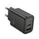 Мережевий зарядний пристрій Hoco N63 GaN PD30W / 3A USB+Type-C із швидкою зарядкою Black - зображення 1