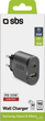 Ładowarka sieciowa SBS Mobile 25W 1x USB-A 1x USB-C Black (TETRPD25W) - obraz 2