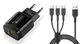 Быстрое зарядное устройство 18W Qualcomm Quick Charge 3.0 с кабелем Type-C, microUSB или Lightning - изображение 1