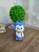 Вязаная мягкая плюшевая игрушка амигуруми супер Ёж "Соник", синий , 15 см, ручная работа - изображение 1