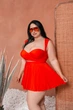 Купальник тройка с юбкой plus size 2XL Оранжевый - изображение 2