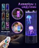 Аквариум с 3D медузами LED Ночник 16 цветов, Светодиодная лавовая лампа 30 см товары для дома Разноцветная лампа-аквариум с медузами с ПУЛЬТОМ управления JELLY fish MOOD Lamp Черный - изображение 1