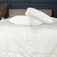 Набір MirSon №2994 Line Satin Premium Дві ковдри літні Сімейних 143x210 см 0001 Moko White Бавовна + дві наволочки 50х70 см + простирадло 220х240 см (2200010978421) - зображення 5