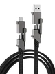 Кабель для швидкого заряджання 1м 6-в-1 Lightning Type-C MicroUSB 100W Чорний - зображення 1