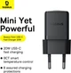 Сетевое зарядное устройство Baseus Palm Fast Charger 1C 20W EU Cluster Black (with Baseus Mini White Cable USB-C to USB-C 60W (20V/3A) 1 м Cluster Black (P10111602113-01) - изображение 8