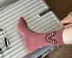 Носки женские, высокие с рожицей, хлопковые 35-40р. светло-красные - изображение 2