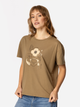 Футболка бавовняна жіноча Lee Cooper Flowers7-1145 XL Хакі (5905991729075) - зображення 1