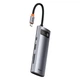 USB Хаб Baseus 7-in-1 багатофункціональний перехідник Metal Gleam 7-Port Type-C HUB Adapter Type-C to USB3.0*2, Type-C(PD)*1, Type-C*1, 4KHDMI, TF, SD (WKWG020113) Grey - зображення 3