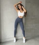 Спортивные женские леггинсы EASY с эффектом Push Up для фитнеса и йоги Бесшовные Однотонные L Темно-cиние пастель (XA03LL) - изображение 9
