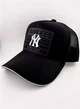 Кепка тракер с резиновым патчем YANKEES NEW YORK M 57-58 см с сеточкой Черный с белым - изображение 1