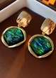 Сережки женские винтажные со вставкой хамелеоном Fashion Jewelry Золотистые 16277 - изображение 3