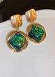 Сережки женские винтажные со вставкой хамелеоном Fashion Jewelry Золотистые 16277 - изображение 5
