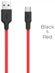 Кабель Hoco X21 USB to Type-C 2A silicone TPE connectors 1 м Black+Red (6957531071419) - изображение 3