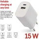 Зарядний пристрій Emos V02B15 USB-C, USB-A 15W 220V - зображення 3