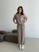 Костюм женский кофта и брюки лен жатка K&ML 575 XS - S ( 42 - 44 ) Темно - бежевый ( 575 - 04 ) - изображение 2