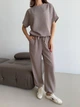 Костюм женский кофта и брюки лен жатка K&ML 575 XS - S ( 42 - 44 ) Темно - бежевый ( 575 - 04 ) - изображение 8