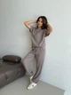 Костюм женский кофта и брюки лен жатка K&ML 575 XS - S ( 42 - 44 ) Темно - бежевый ( 575 - 04 ) - изображение 5