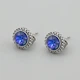 Сережки з кристалами Swarovski 53412 розмір 10х10 мм колір сапфіровий вага 2.5 г позолота Біле Золото - зображення 1