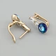 Серьги с кристаллами Swarovski 53408 размер 17х8 мм цвет сапфировый вес 2.5 г позолота 18К - изображение 2
