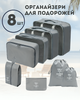 Органайзер 8 в 1 для одежды, обуви, белья, аксессуаров, ремней для путешействий, поездок, в чемодан, ручную кладь, шкаф, комод, серый 3DTOYSLAMP - изображение 1
