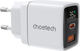 Ładowarka sieciowa Choetech USB-A USB-C PD 35W z wyświetlaczem White (PD6052-EU-WH) - obraz 1
