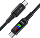 Kabel Acefast C7-03 Type-C to Type-C 5A, 100W, 1.2 m, nylon, zinc connectors, LED, Black (6974316282778) - obraz 2