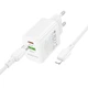 Сетевое зарядное устройство BOROFONE BN29 Fuente 30Вт с поддержкой PD30W и QC3.0 + кабель Type-C to Lightning (EU), White - изображение 3