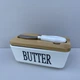Маслянка порцелянова з ножем 15*8,6*6,4 см Butter Interos PJ03629 - зображення 4