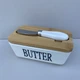 Маслянка порцелянова з ножем 15*8,6*6,4 см Butter Interos PJ03629 - зображення 3