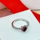 Серебряное кольцо No Brand Красное сердце 162226C01 50 - изображение 4