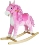 Koń na biegunach LEAN Toys z lokami rusza pyskiem ogonem 74 cm Różowy 2255 (5902808151708) - obraz 1