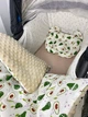 Комплект постільної білизни в коляску - ковдра 100 х 80см, простирадло + подушка- Авокадо з бежевим плюшем - зображення 2