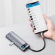 Hub USB Baseus Metal Gleam Series 7-in-1 USB-C to 2xUSB3.0/HDMI/USB Type-C/PD/SD/TF Grey (WKWG020113) - obraz 6