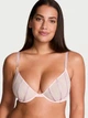 Комплект белья Victoria's Secret (лиф+трусики стринги) со стразами Sheer Shine 70B/XS розовый - изображение 2