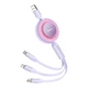 Дата кабель Baseus Bright Mirror 2 Series Retractable 3in1 66W (1.1m) (CAMJ01010) Purple - зображення 2