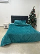 Одеяло холлофайбер Cappone из микрофибры Полоска Бирюза 200х220 см + 2 подушки 40х60 , зеленое - изображение 5