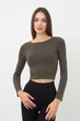 Топ вкорочений з довгим рукавом Giulia CROP TOP S/M Khaki-khaki - зображення 1