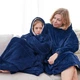 Плед толстовка с капюшоном и рукавами Huggle Hoodie оверсайз. Цвет: синий - изображение 8