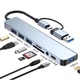 USB хаб переходник 8в1 с type c на usb для зарядки телефона планшета ноутбука фотоаппарата usb hub разъем Type-C AUX MicroSD для гаджетов устройств на базе Android юсб 2.0 юсб 3.0 металлический корпус картридер аудио WALKER - изображение 7