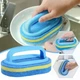 Господарська щітка - губка з ручкою для прибирання будинку Cleaning Brush щіточка для ванної та кухні / посуду / плитки / душової / туалету, блакитна (106997338) - зображення 7
