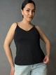 Майка жіноча A-N Q-13 базова на тонких бретелях з підкладкою one size чорна - зображення 6