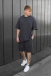 Літній комплект футболка + шорти темно-сірий oversize XS - зображення 1