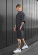 Літній комплект футболка + шорти темно-сірий oversize XS - зображення 3