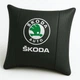 Автомобильная подушка с вышитым логотипом SKODA (с зеленой птичкой) 35х35 см - изображение 1