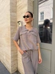 Костюм жіночий кофта та брюки льон жниварка K&ML 576 XS - S ( 42 - 44 ) Темно - бежевий ( 576 - 01 ) - зображення 4