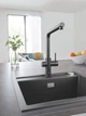 Композитна кухонная мийка Grohe K700, чорний граніт, прямокутна, 1 чаша, врізна, глибина 200 мм - зображення 2