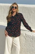 Рубашка из креп шифона L-XL. Черный - изображение 3